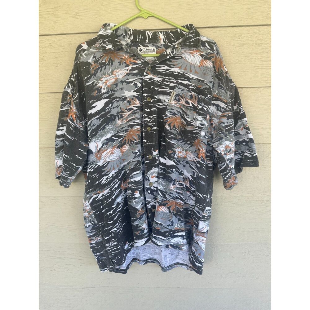 Vintage Columbia Sportswear Hawaiian Tiger Stripe Camo Polo Shirt - Size XL
